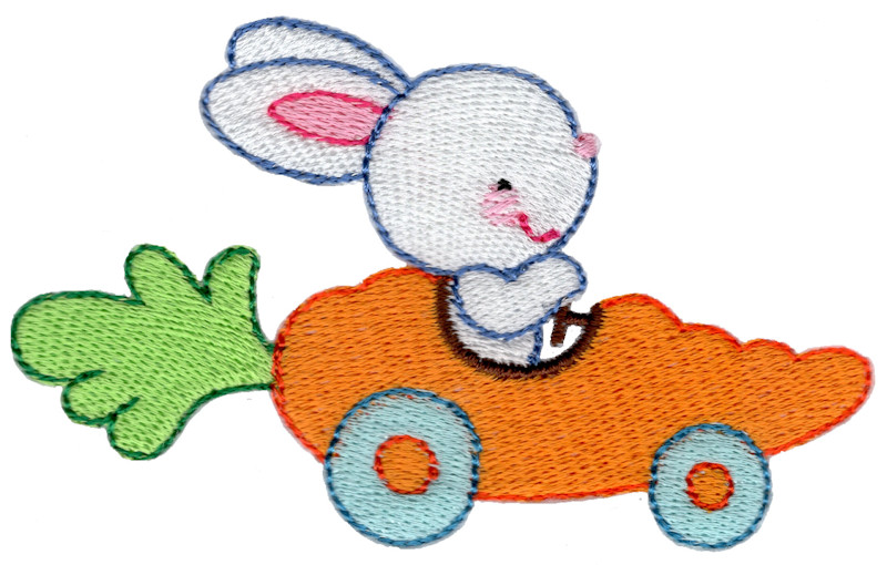 Bunny Driving Carrot Car