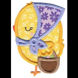 Girl Chick and Easter Basket Applique