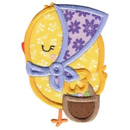 Girl Chick and Easter Basket Applique