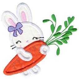 Girl Bunny and Carrot Applique