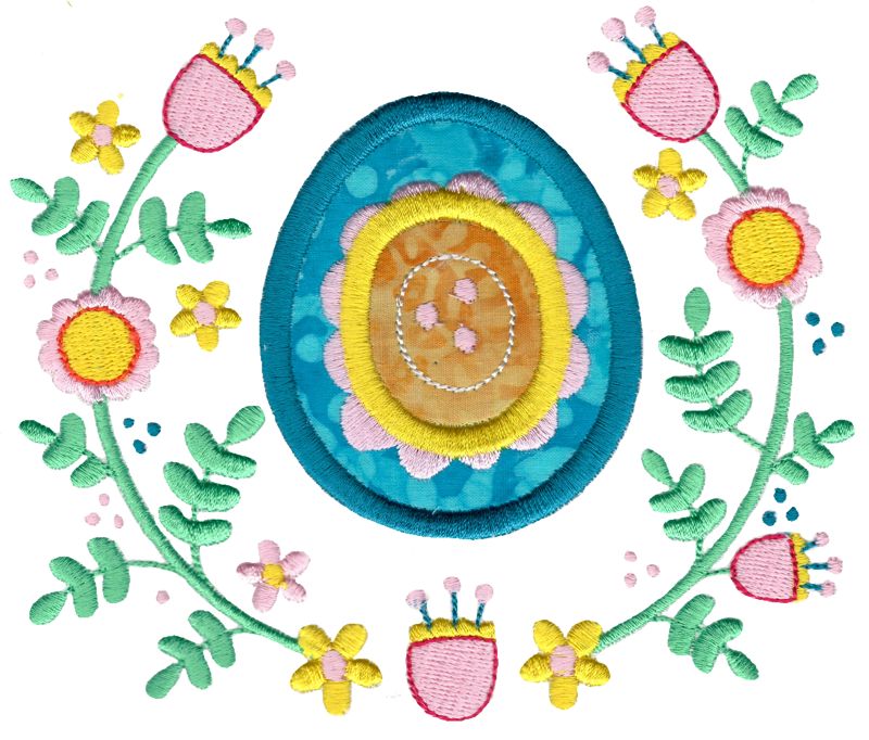 Modern Easter Egg Laurel Applique