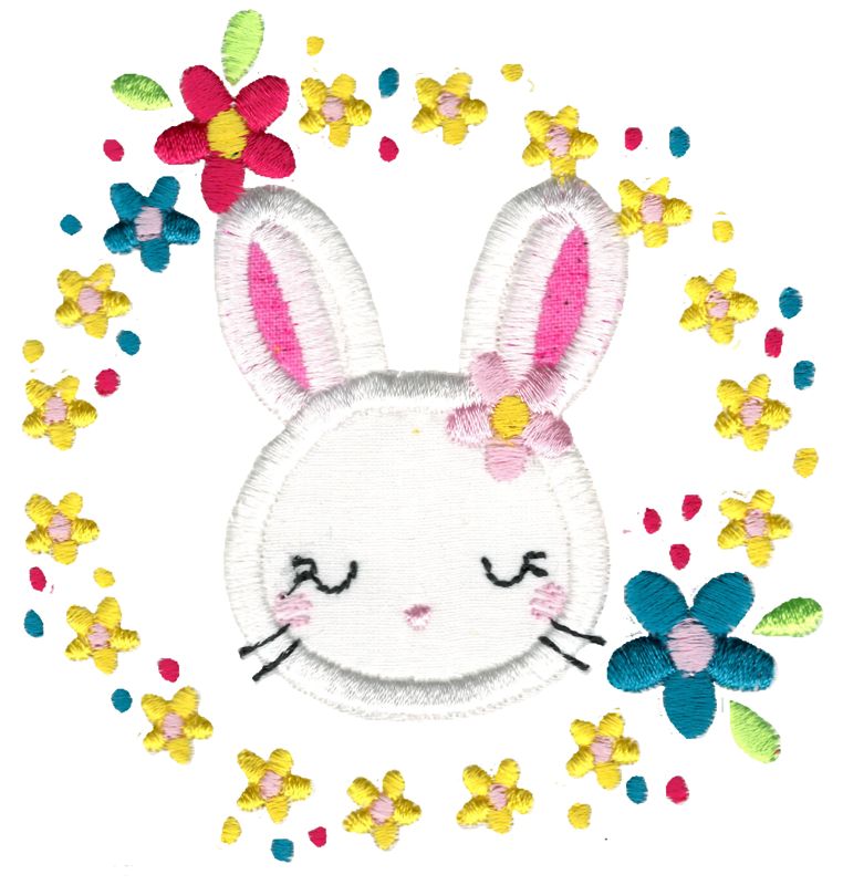 Bunny Face Laurel Applique