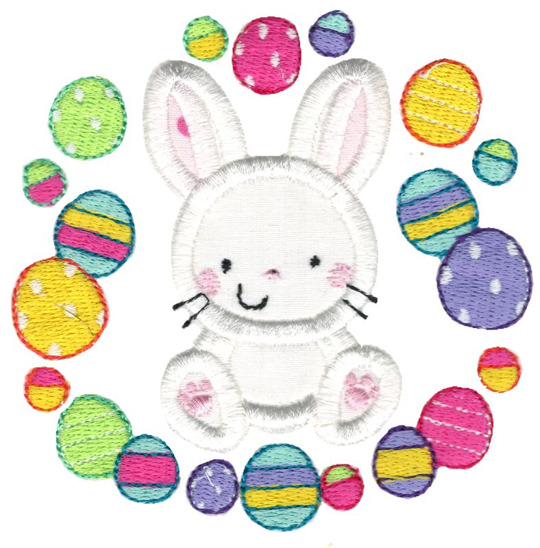 Bunny and Easter Eggs Laurel Applique