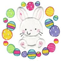 Bunny and Easter Eggs Laurel Applique