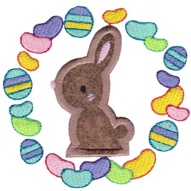 Chocolate Bunny Laurel Applique