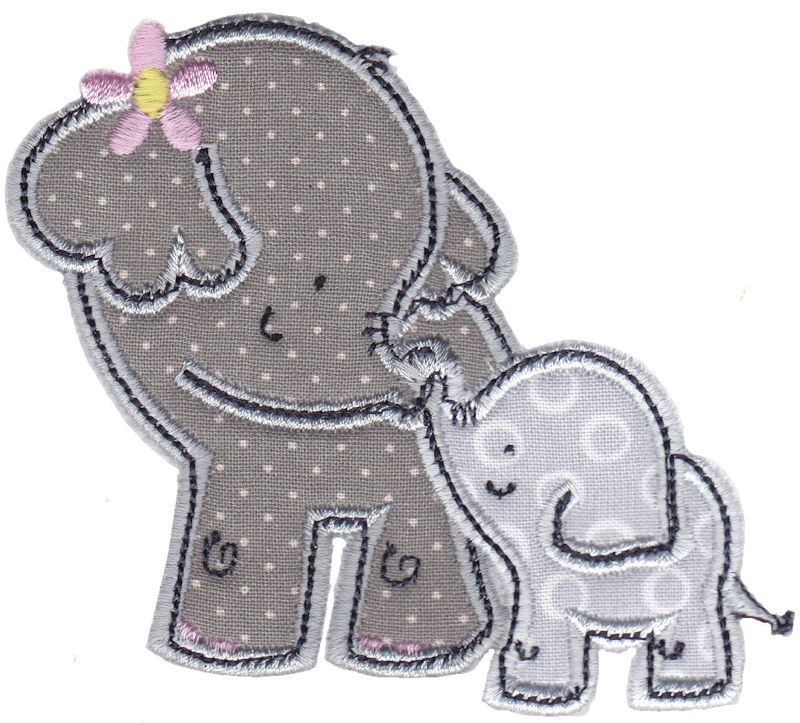 Mommy and Baby Elephant Applique