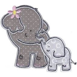 Mommy and Baby Elephant Applique