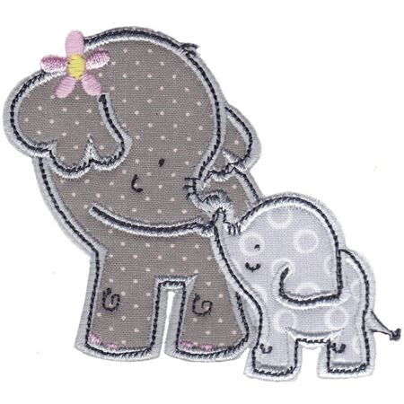 Mommy and Baby Elephant Applique