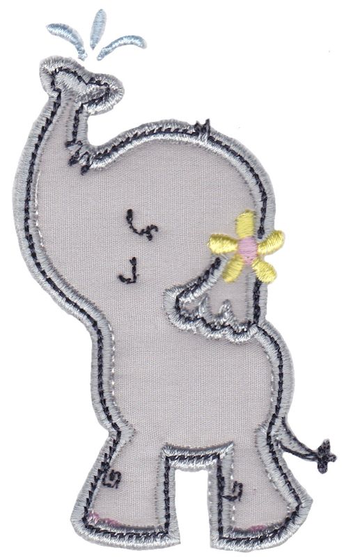 Girl Elephant Spraying Water Applique