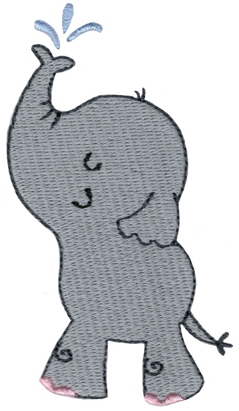 Boy Elephant Spraying Water