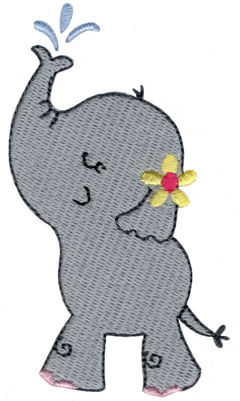 Girl Elephant Spraying Water