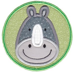 Rhino Face In Circle Applique