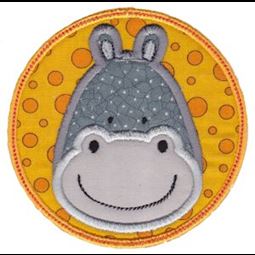 Hippo Face In Circle Applique