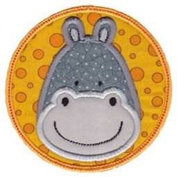 Hippo Face In Circle Applique