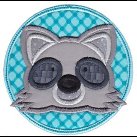 Raccoon Face In Circle Applique