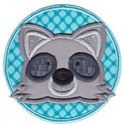 Raccoon Face In Circle Applique