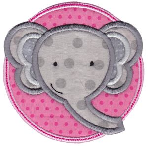 Elephant Face In Circle Applique