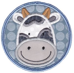 Cow Face In Circle Applique