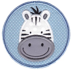 Zebra Face In Circle Applique