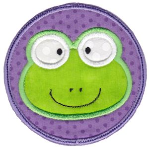 Frog Face In Circle Applique