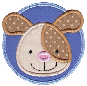 Dog Face In Circle Applique