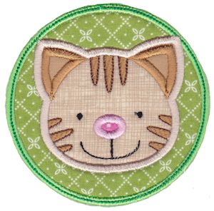 Cat Face In Circle Applique