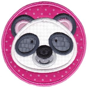 Panda Face In Circle Applique