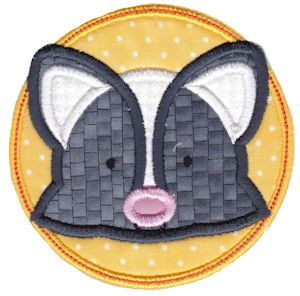 Skunk Face In Circle Applique