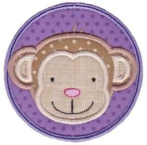 Monkey Face In Circle Applique
