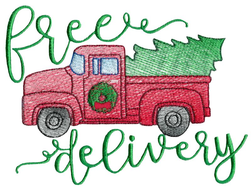Vintage Sketch Red Truck Free Delivery
