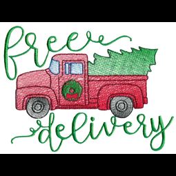 Vintage Sketch Red Truck Free Delivery