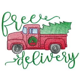 Vintage Sketch Red Truck Free Delivery