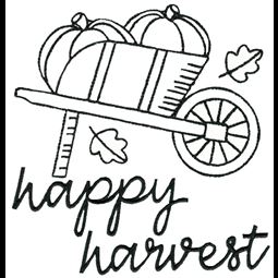 Wheelbarrow of Pumpkins Happy Harvest