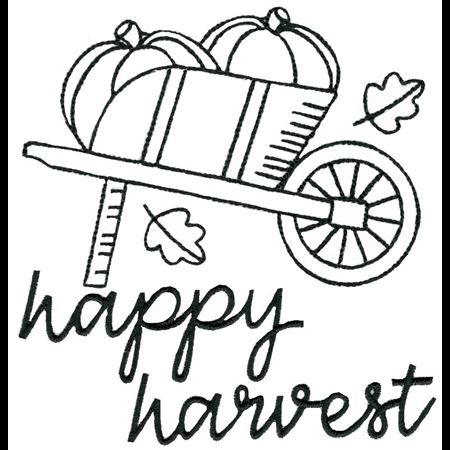 Wheelbarrow of Pumpkins Happy Harvest