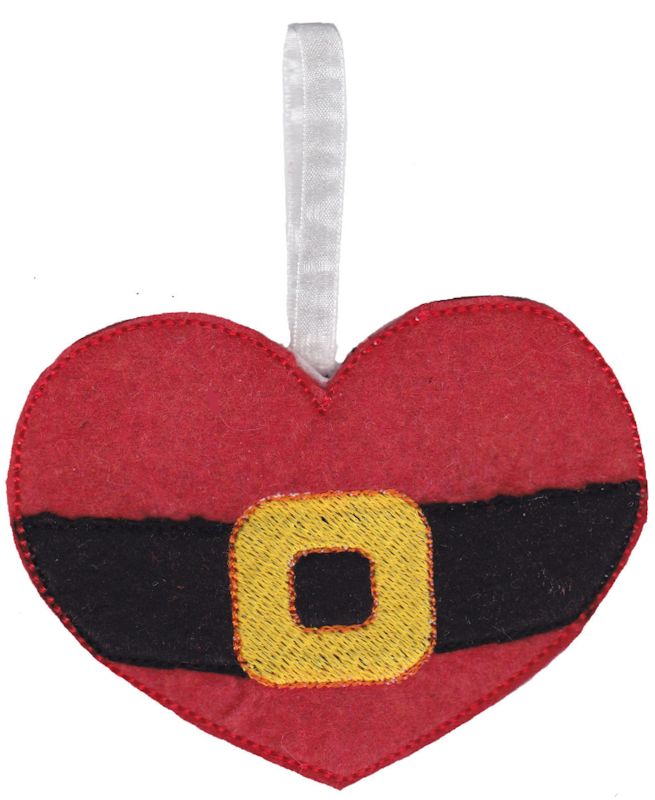 Santa Heart Christmas Ornament and Feltie