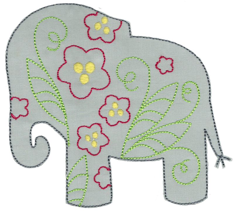 Floral Elephant Applique