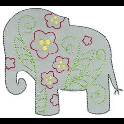 Floral Elephant Applique