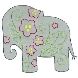 Floral Elephant Applique