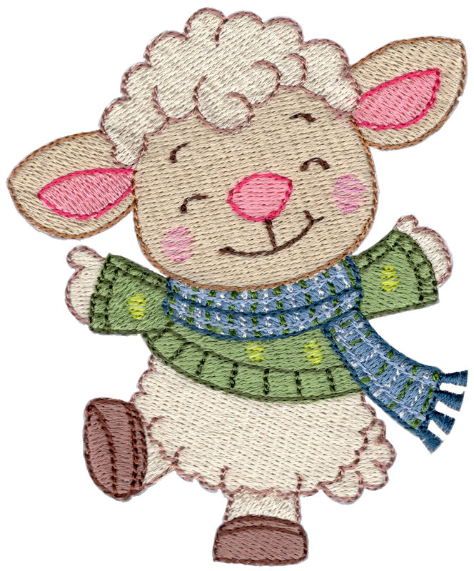 Fall Sheep Wearing Sweater and Scarf