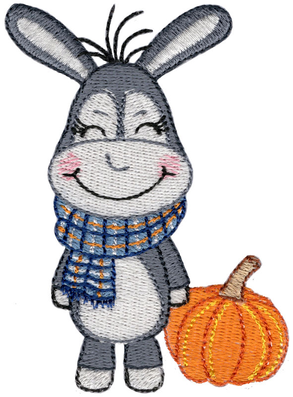 Fall Donkey and Pumpkin