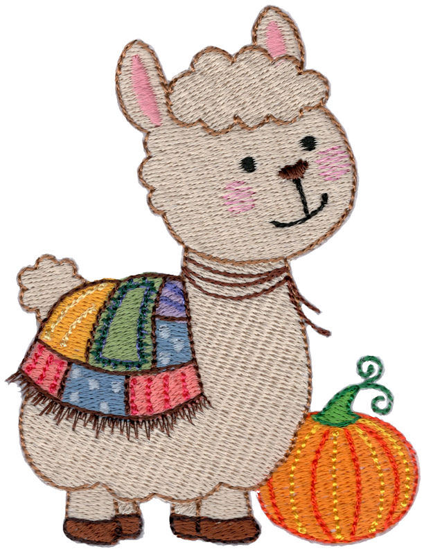 Fall Llama And Pumpkin