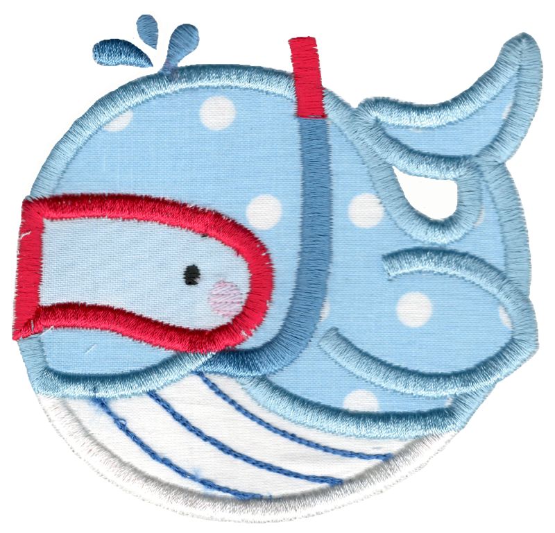 Snorkeling Whale Applique
