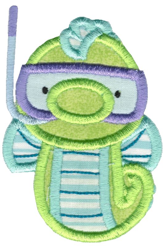 Snorkeling Seahorse Applique
