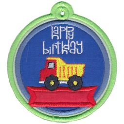 Happy Birthday with Dump Truck Gift Tag