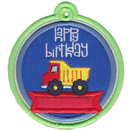 Happy Birthday with Dump Truck Gift Tag