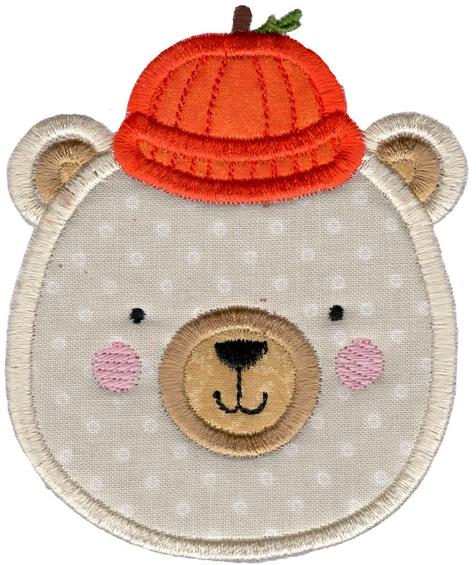 Applique Pumpkin Hat Bear Face