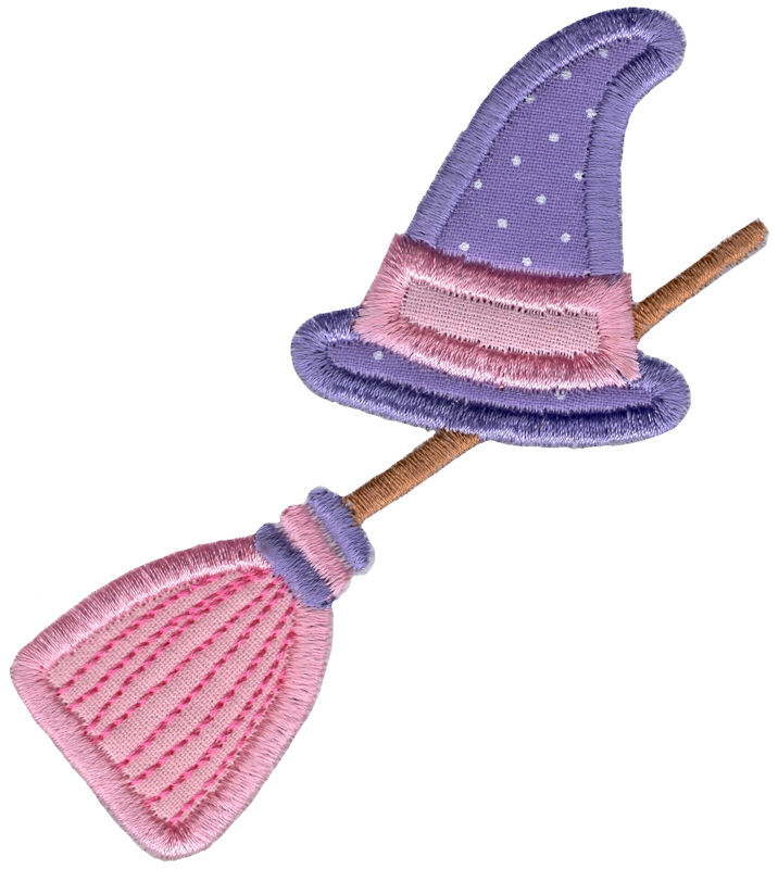 Applique Witches Hat And Broomstick