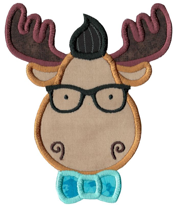 Hipster Moose Face Applique