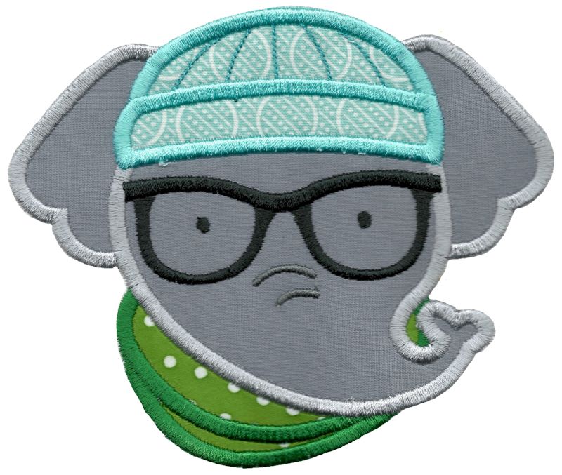 Hipster Elephant Face Applique