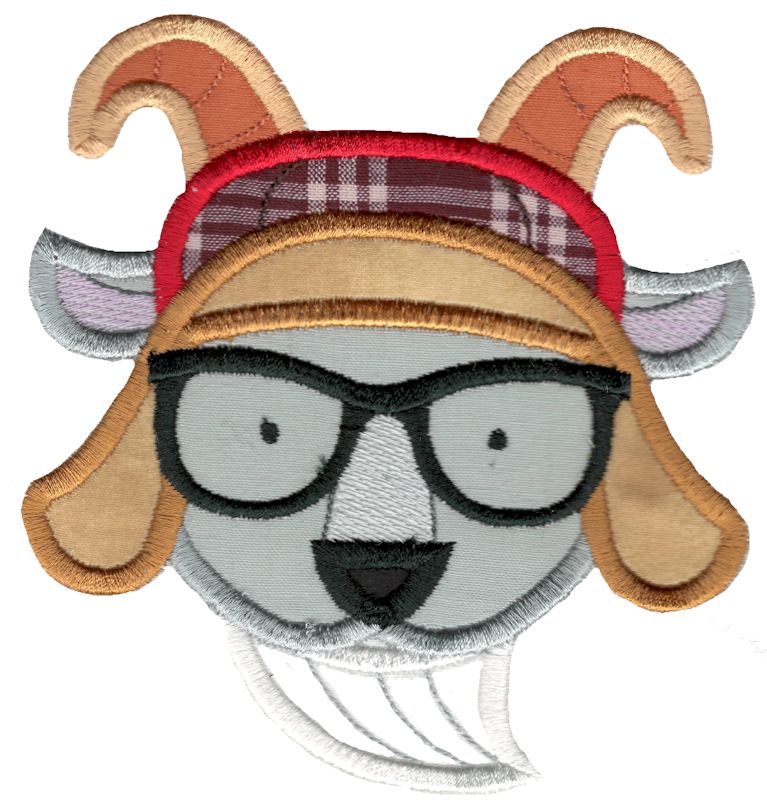 Hipster Goat Face Applique
